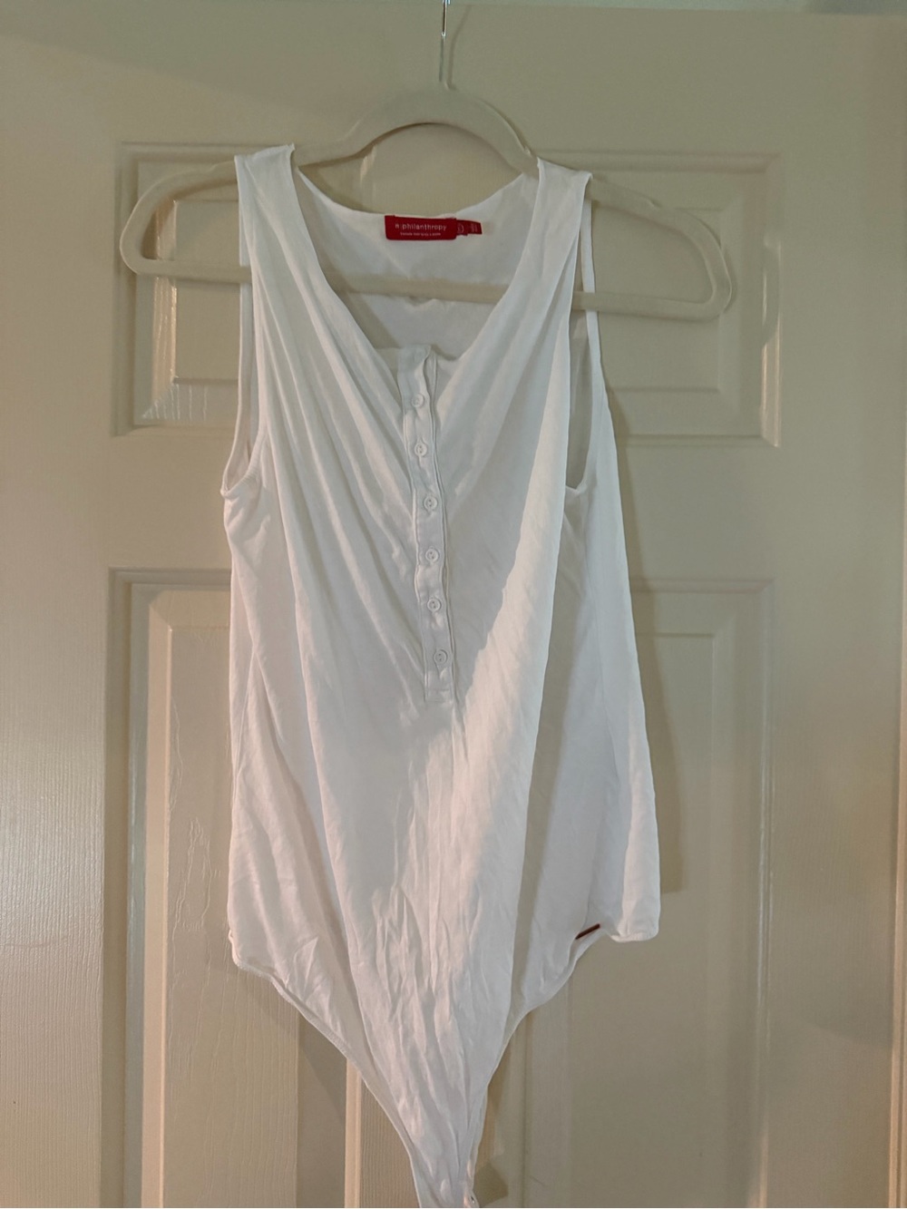 n:PHILANTHROPY White Sleeveless Henley Bodysuit